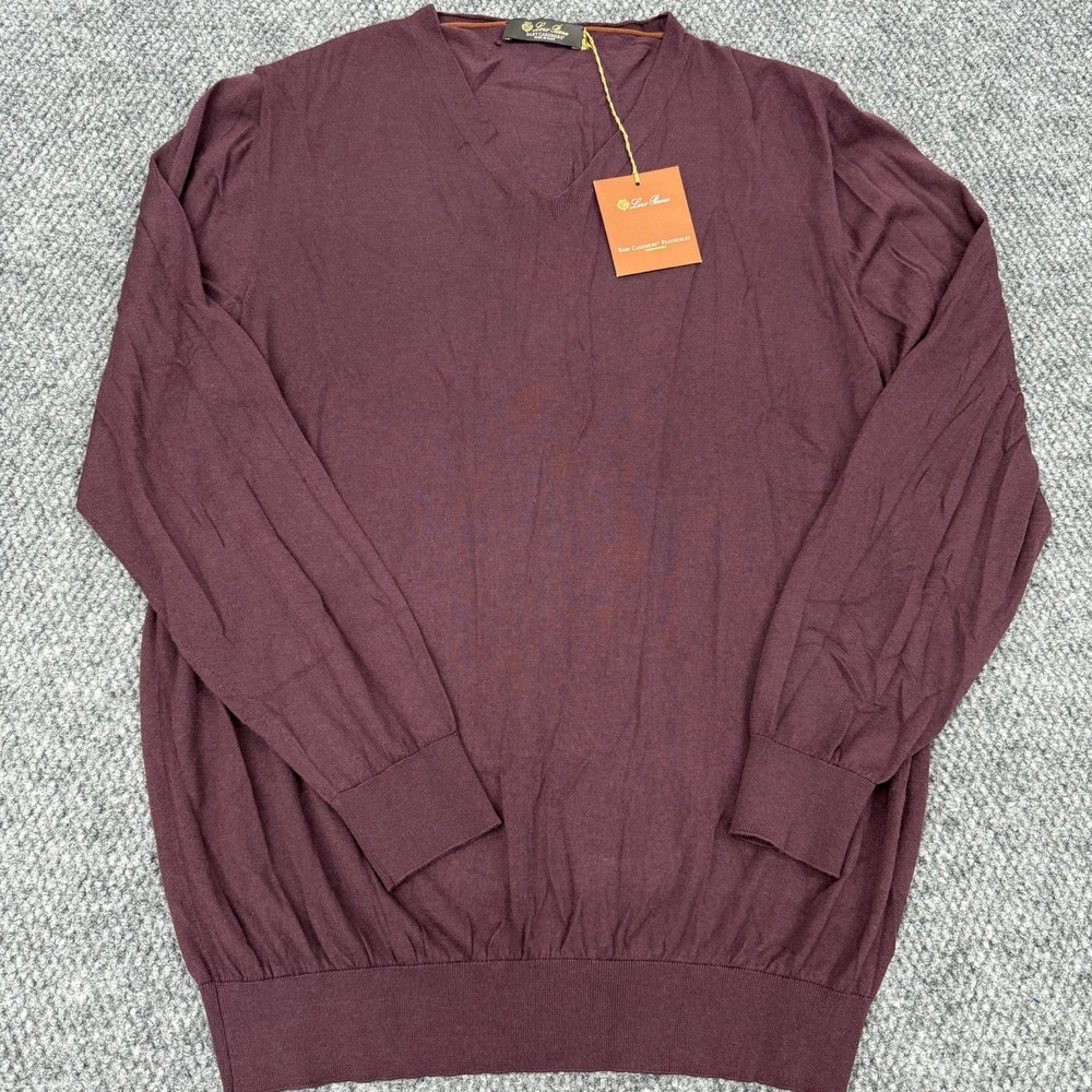 Loro Piana Sweater Mens 58 (XL/2XL) Burgundy 100% Baby Cashmere Classic Pullover